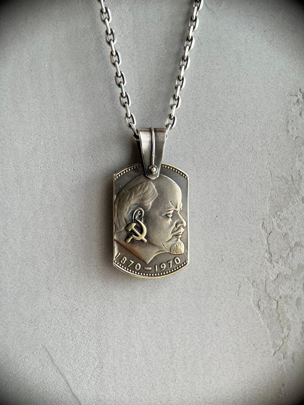 Lenin Centennial Commemorative Silver Coin Necklace (Chain included)