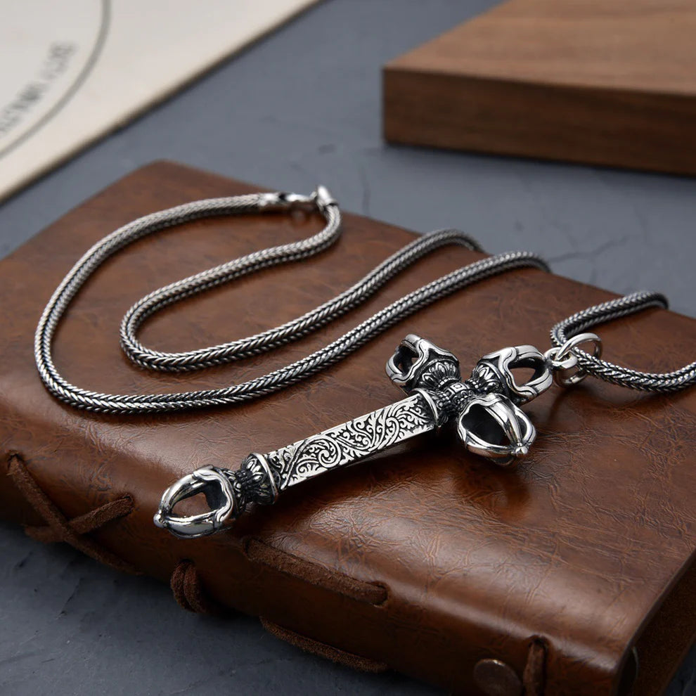 Cross Vajra Pestle Dharma Pendant (Chain included)