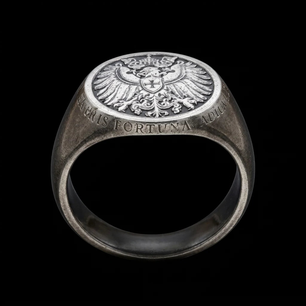 1896 Germany Double Lion Eagle Head Coin Ring – (925 Silver)