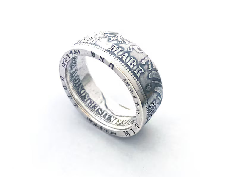 Drei Mark Coin Ring - German Empire Silver 3 Marks - Deutschland - Deutsches Reich - Prussia