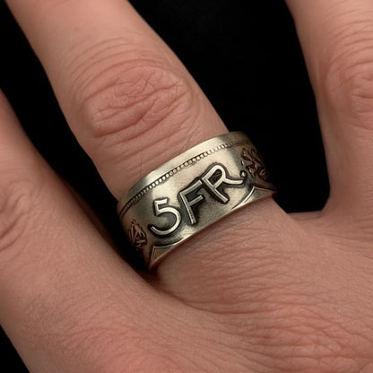835Sliver Switzerland 5 Francs Coin Ring