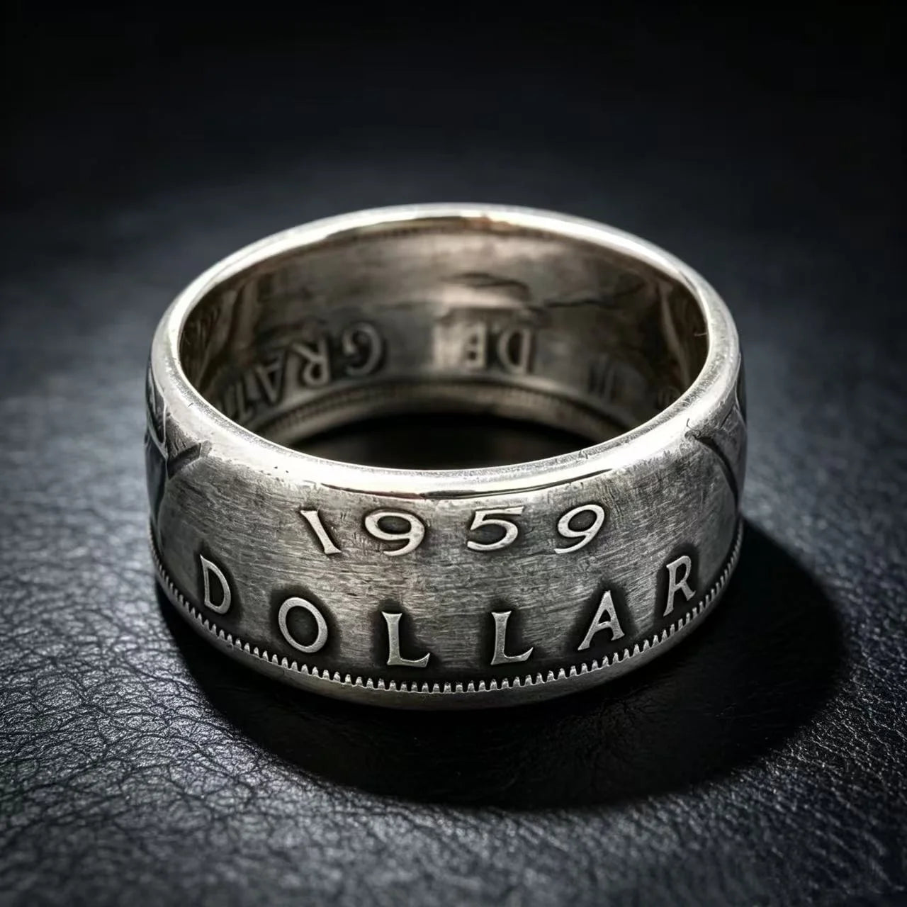 Handmade 1959 Canada Voyageur Silver Dollar Coin Ring