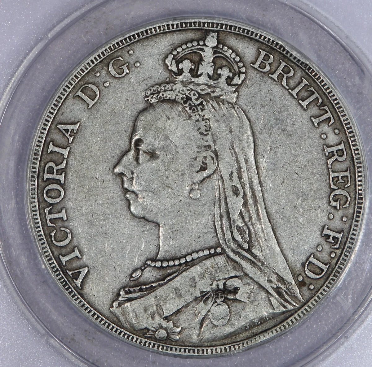 Queen Victoria Jubilee Head 1 Crown Silver Coin, 1887–1892 St George & the Dragon