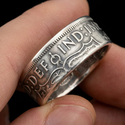 1942 United Kingdom Half Crown Coin Ring
