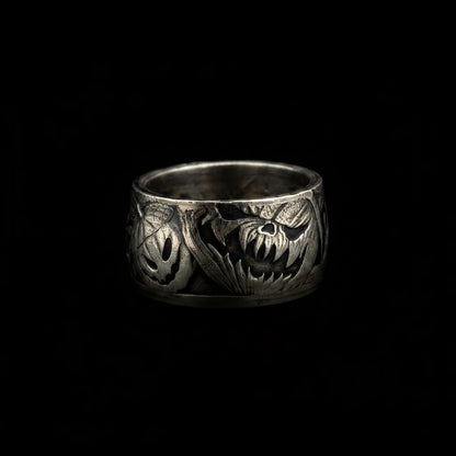 Halloween Pumpkin Silver Coin Ring – Hand-Forged Adjustable Band