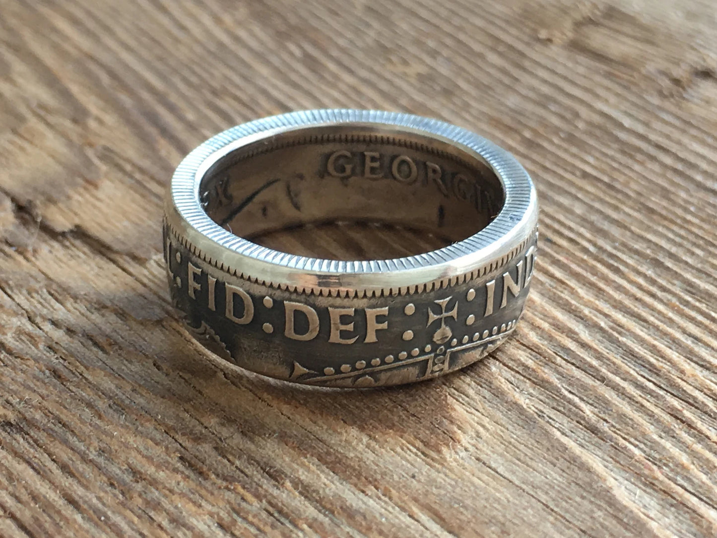 British Silver Coin Ring - Two Shillings - Handcrafted - Great Britain - United Kingdom - UK Coin Rings