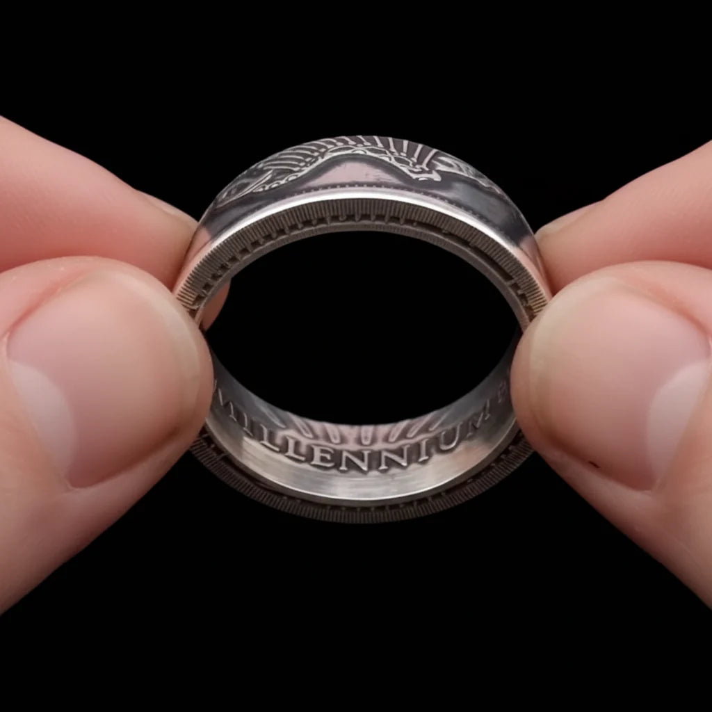 🇮🇪Ireland Viking Coin Ring | Celtic Harp | Handmade Silver | Silvermith