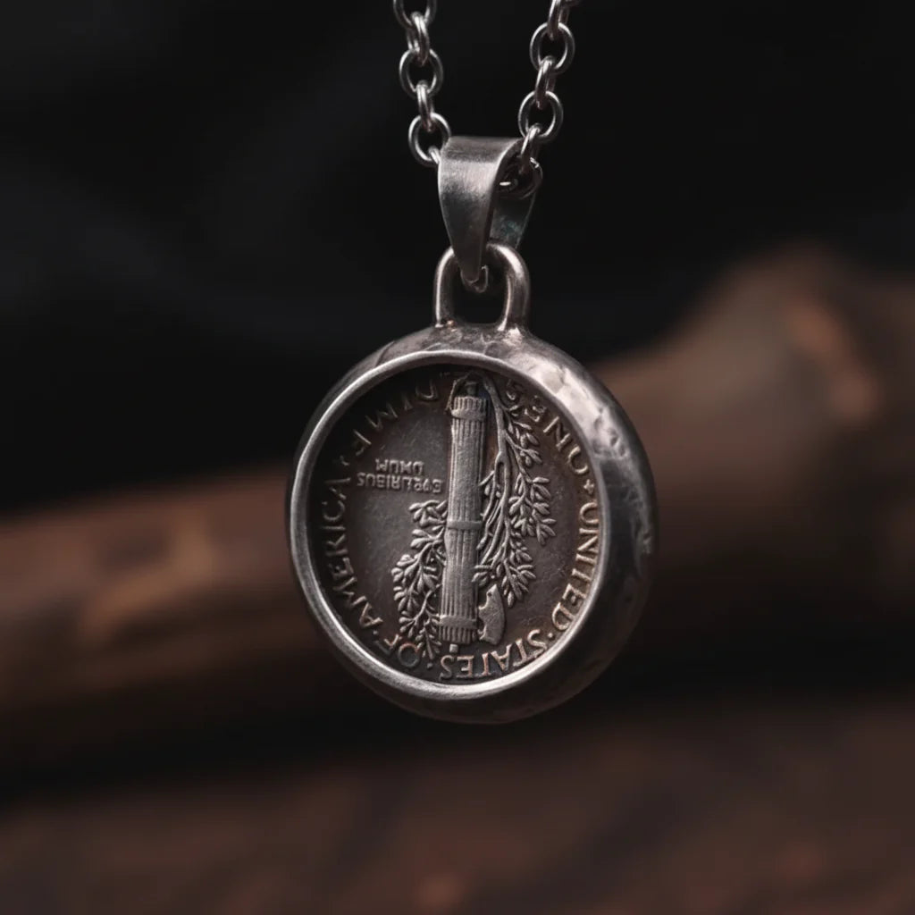 Mercury Winged Statue of Liberty Necklace