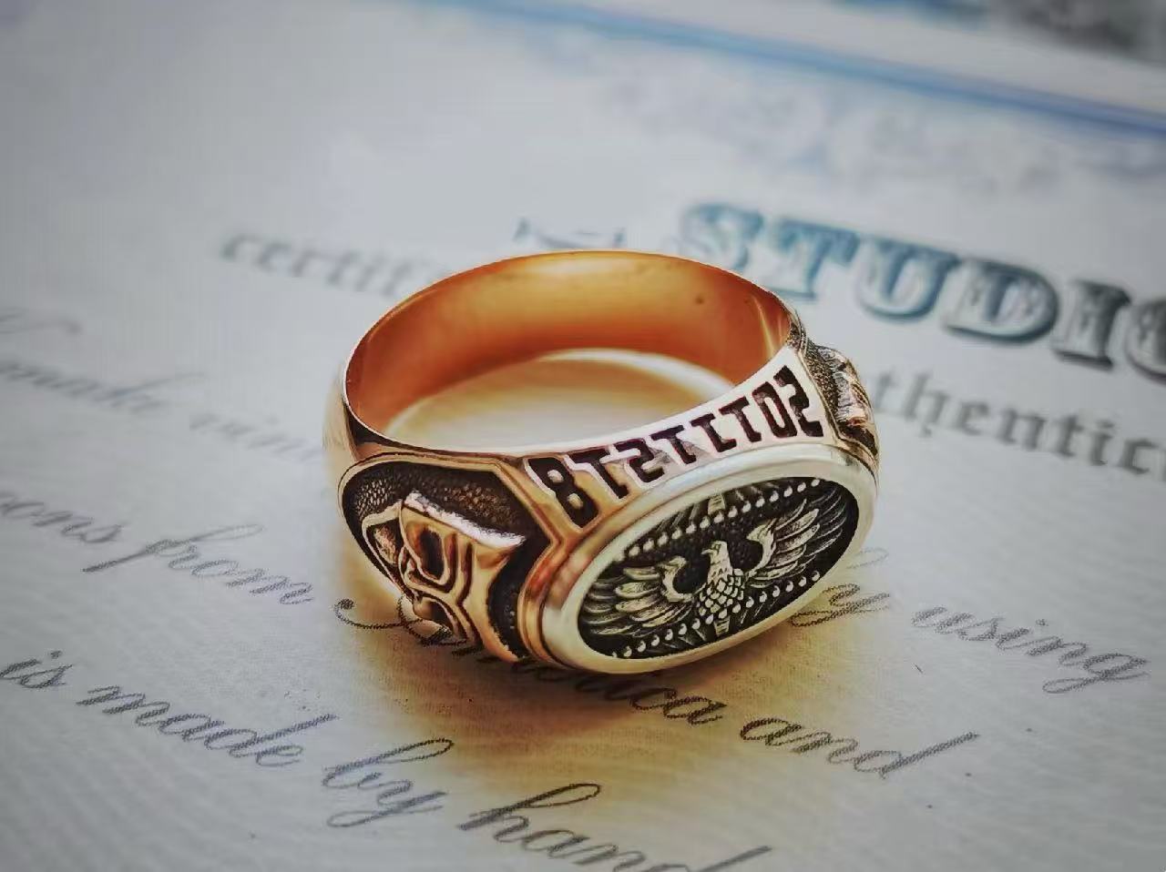 Hand-carved eagle ring – Adjustable Open Design | One Size Fits Most