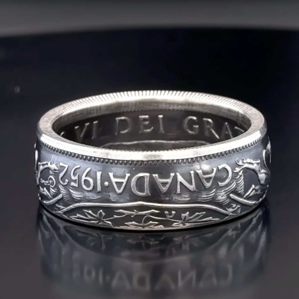 Blue Diamond Canadian Coin Ring