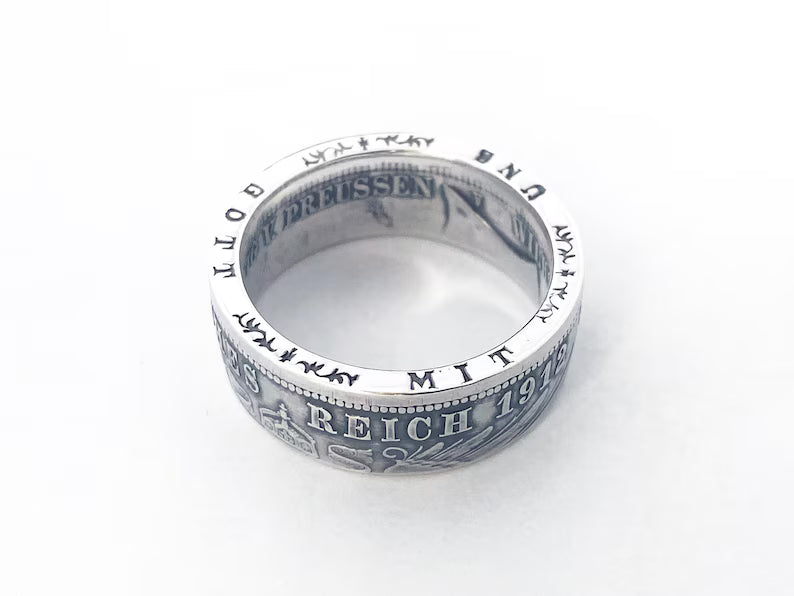 Drei Mark Coin Ring - German Empire Silver 3 Marks - Deutschland - Deutsches Reich - Prussia