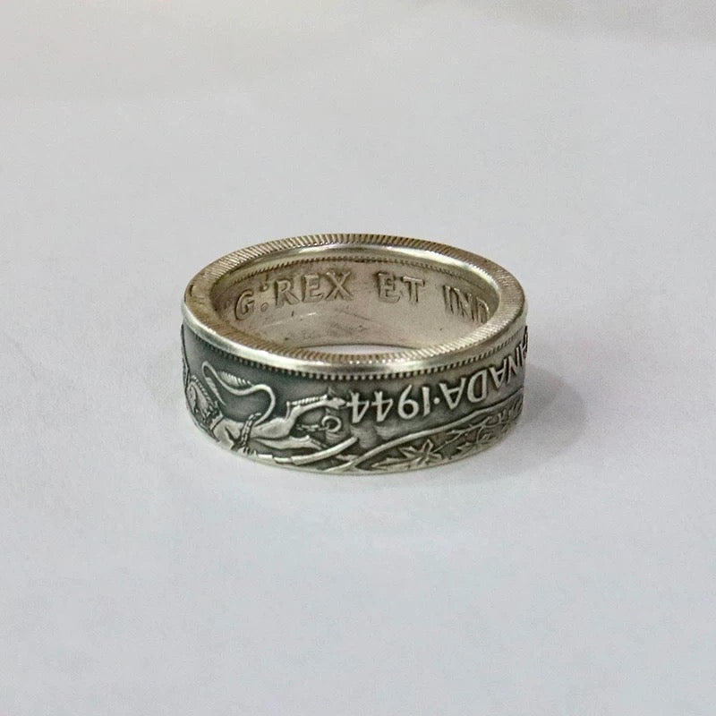 King George VI Canadian Silver Coin Ring – Adjustable Open Design | One Size Fits Most