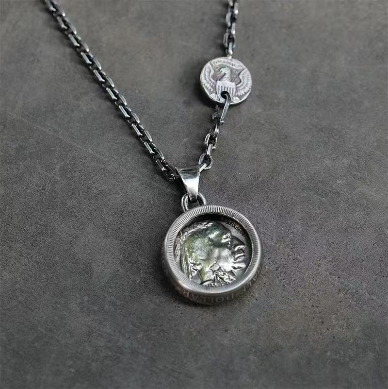 American Buffalo Silver Coin Necklace