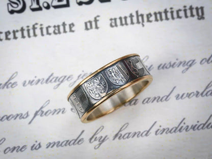 Austrian Shield Emblem Silver Coin Ring – Adjustable Open Design | One Size Fits Most