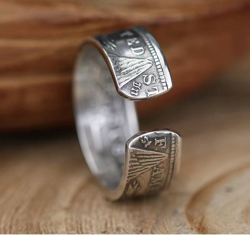 Morgan Silver Coin Ring – Adjustable Open Design | One Size Fits Most