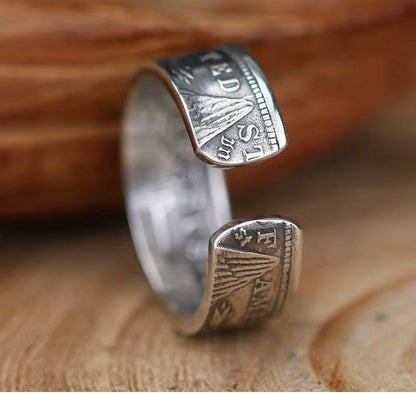 Morgan Silver Coin Ring – Adjustable Open Design | One Size Fits Most