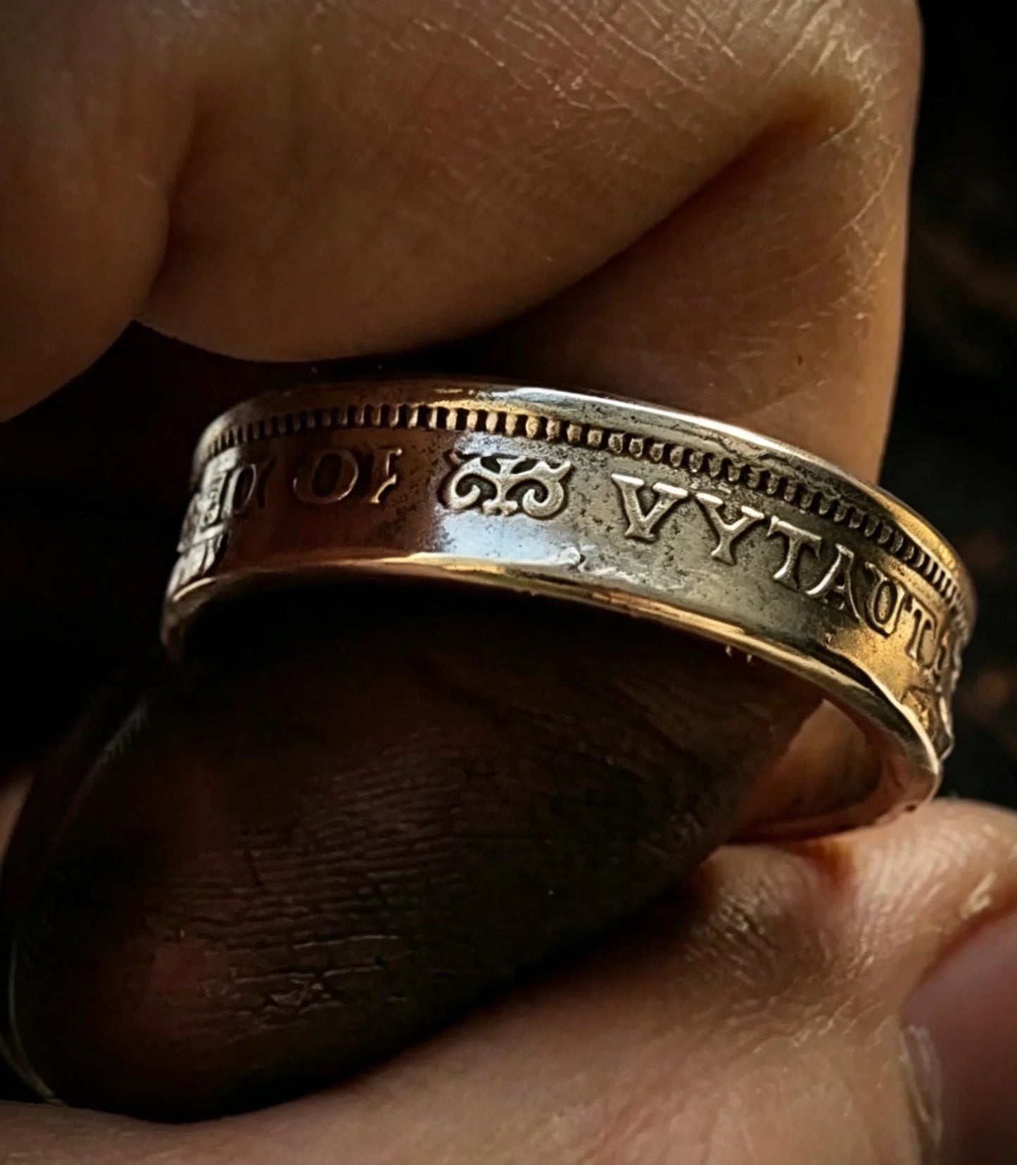 Hand Forged 1936 Lithuania 10 Litu 750 Silver Coin Ring
