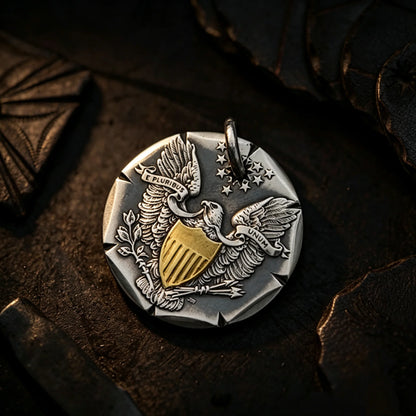 American Silver Eagle Hobo Nickel Pendant - E Pluribus Unum Coin Necklace