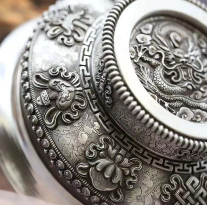 Mongolian Sterling Silver Bowl - Dragon Pattern