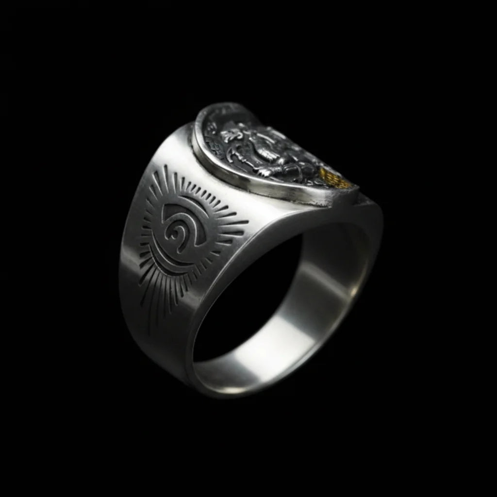 Horus & Anubis Egyptian Ring & Pendant | Hand-Forged Adjustable Band