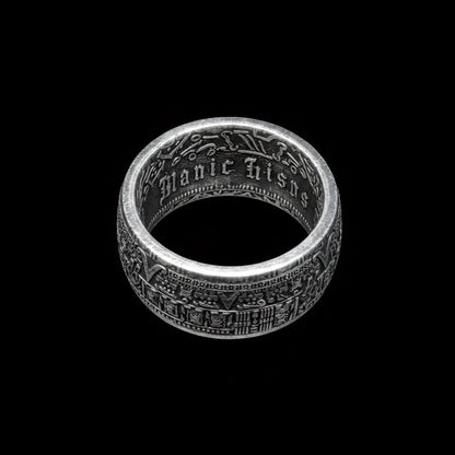Mexican Aztec Sun Coin Ring（999 Sterling Silver）