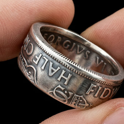 1942 United Kingdom Half Crown Coin Ring