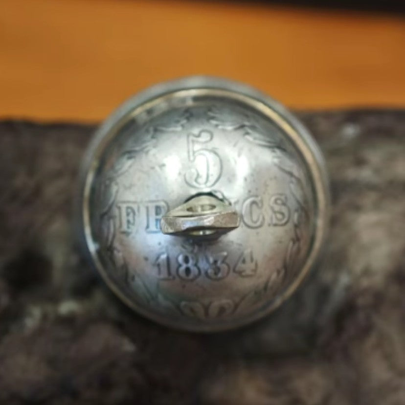 Mongolian Pendant - French 5 Franc Coin Bell,Echoes of Elegance