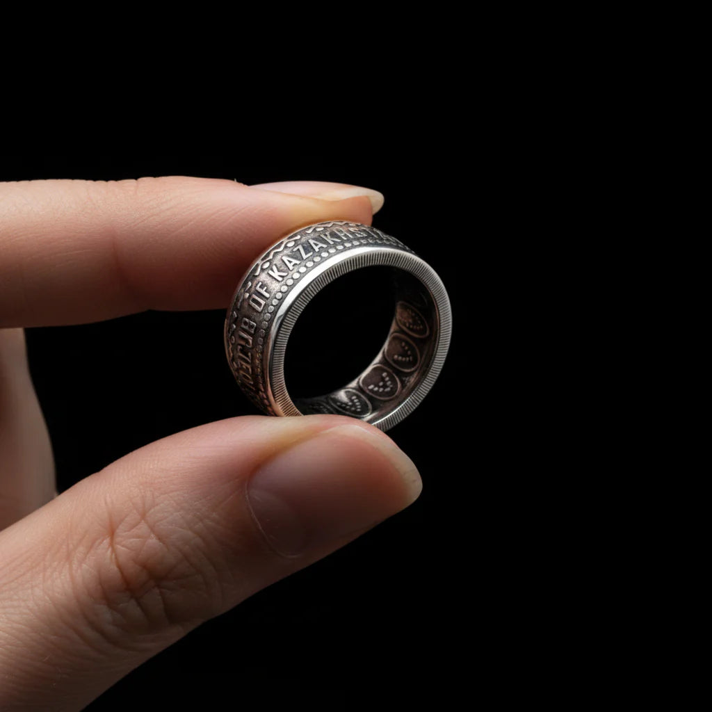 Samruk Coin Ring-Kazakhstan 100 Tenge Handcrafted Silver Ring