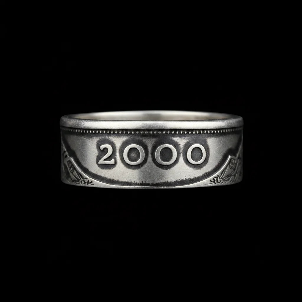 🇮🇪Ireland Viking Coin Ring | Celtic Harp | Handmade Silver | Silvermith