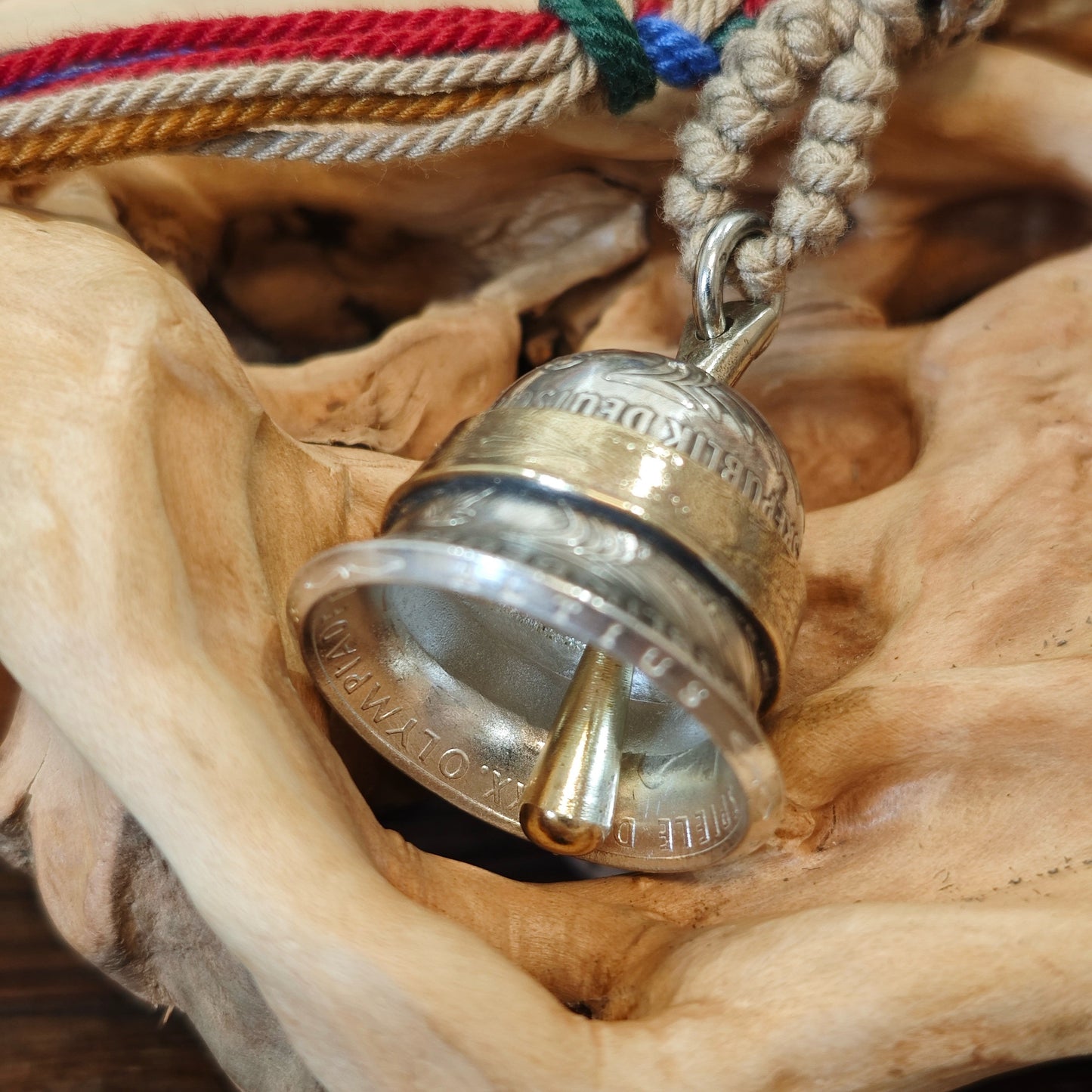 Mongolian Pendant - German Coin Bell Pendant Pendant, Charm or Keychain