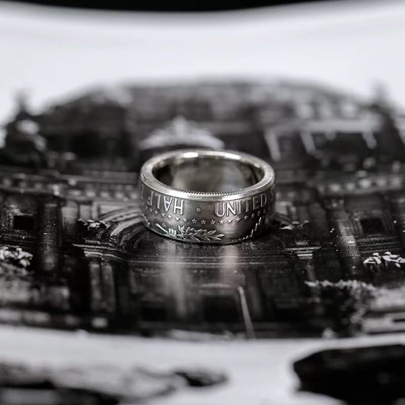 JFK Half Dollar Silver Coin Ring – Adjustable Open Design | One Size Fits Most