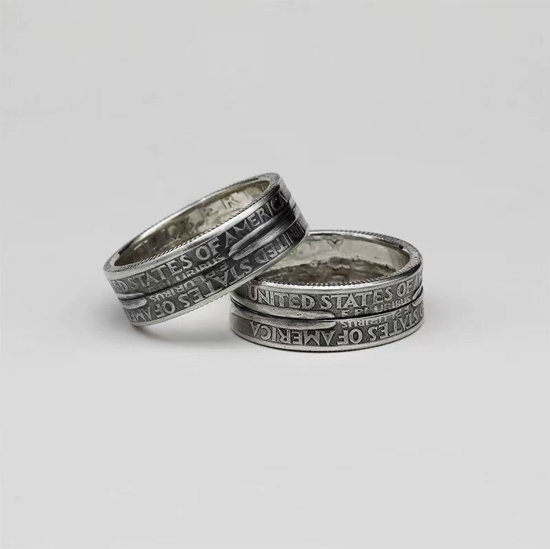 Washington Silver Coin Ring – Adjustable Open Design | One Size Fits Most