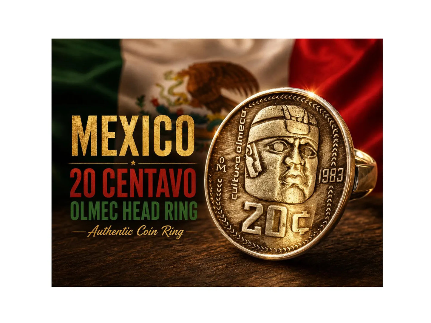 Central American Civilizations Coin Ring — Olmec, Maya & Aztec Tribute