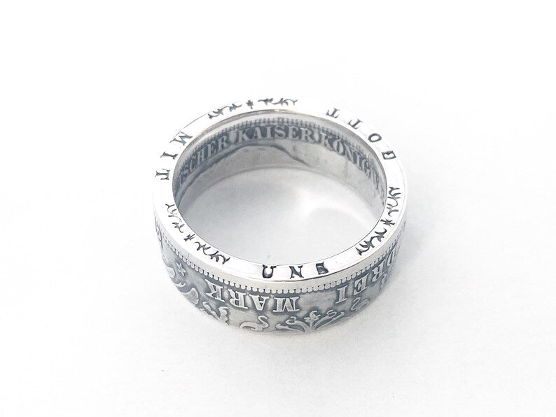 Drei Mark Coin Ring - German Empire Silver 3 Marks - Deutschland - Deutsches Reich - Prussia