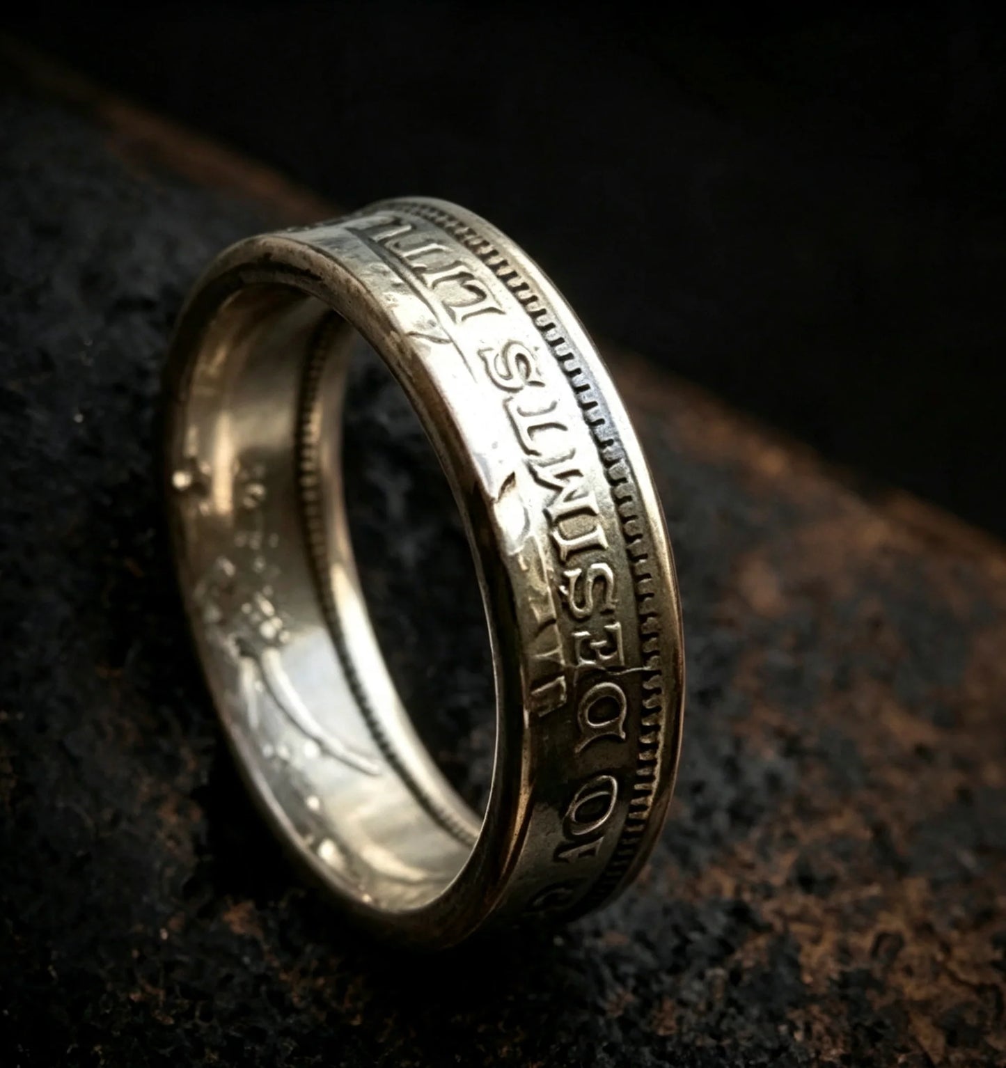 Hand Forged 1936 Lithuania 10 Litu 750 Silver Coin Ring