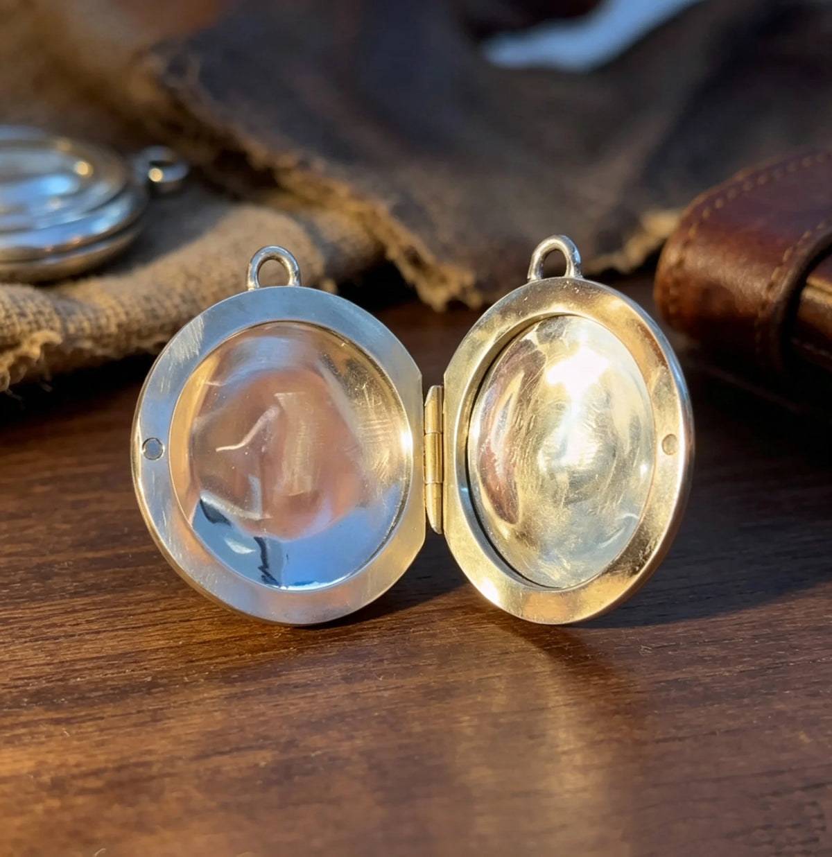 French Fidélité Bonheur Marriage Medal Locket | Vintage Pocket Watch Style Photo Keepsake Pendant（Chain included）