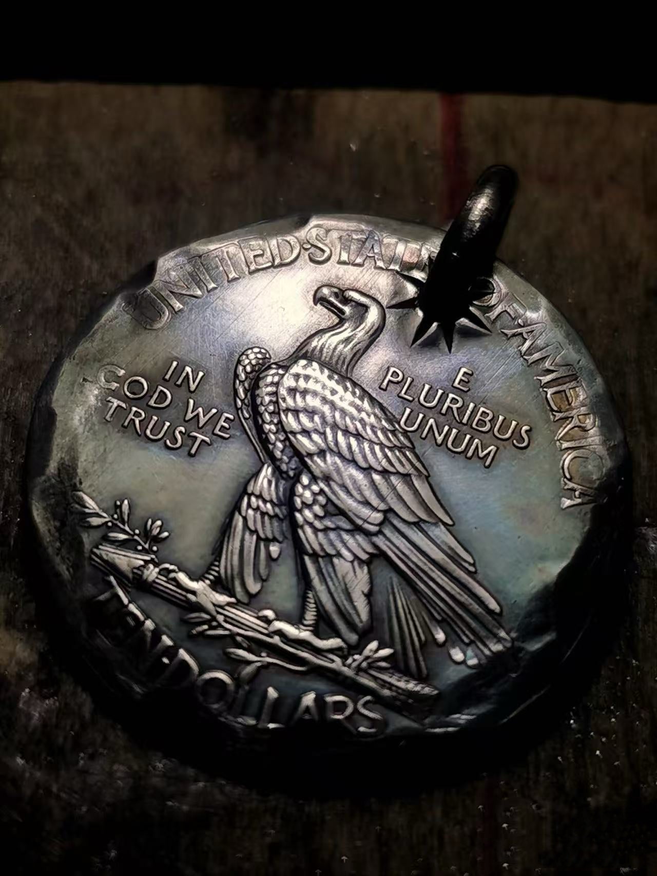 Statue of Liberty Indian Head Ten Dollar Necklace (Chain included)