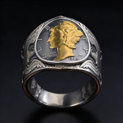 Mercury Dime Silver Ring – Adjustable Open Design | One Size Fits Most