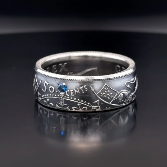 Blue Diamond Canadian Coin Ring