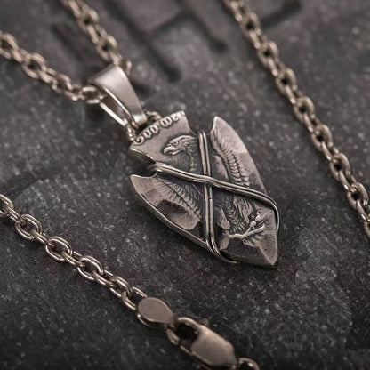 Mongolia Jewelry - Morgan Silver Coin Spearhead Necklace