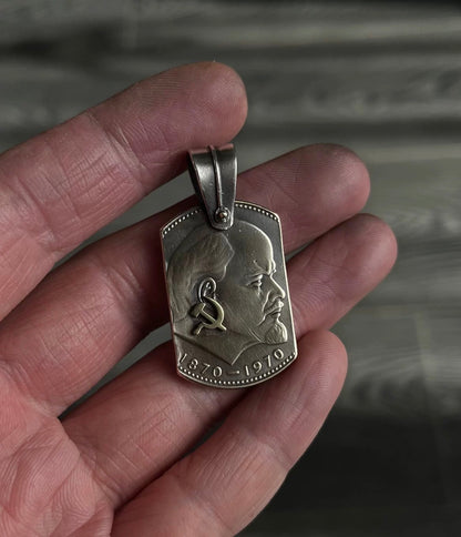 Lenin Centennial Commemorative Silver Coin Necklace (Chain included)