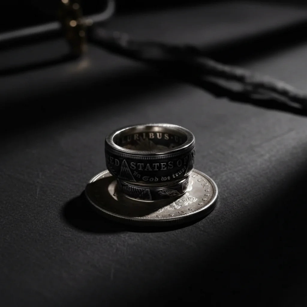 1921 Morgan silver coin ring