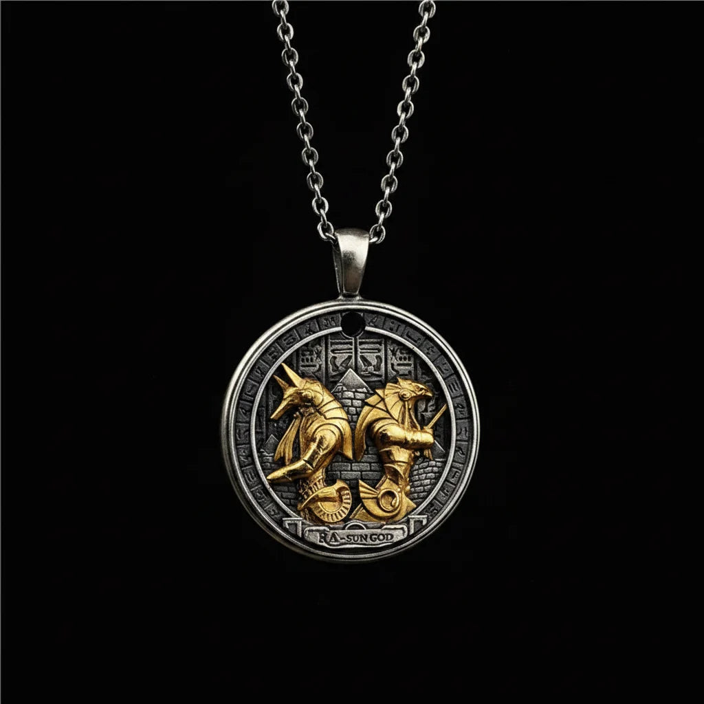 Horus & Anubis Egyptian Ring & Pendant | Hand-Forged Adjustable Band