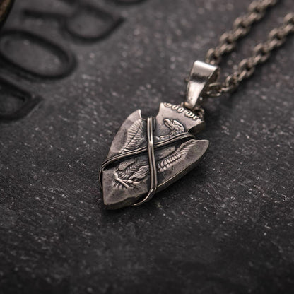 Mongolia Jewelry - Morgan Silver Coin Spearhead Necklace