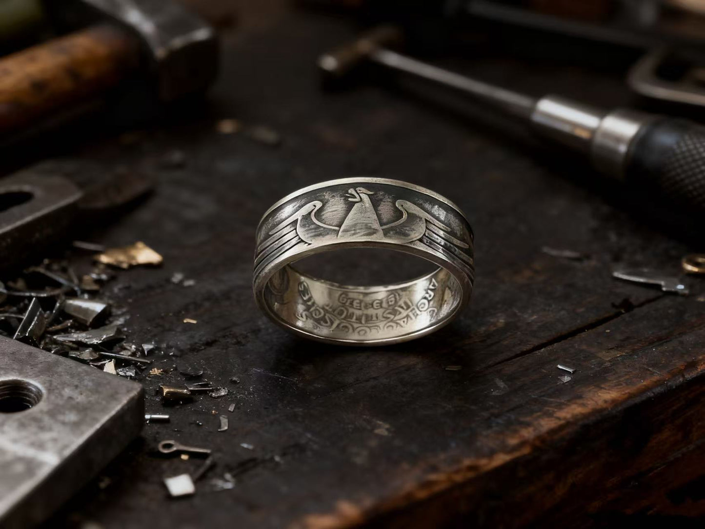 1979 German 5 Mark Silver Coin Ring – Adjustable Open Design | One Size Fits Most