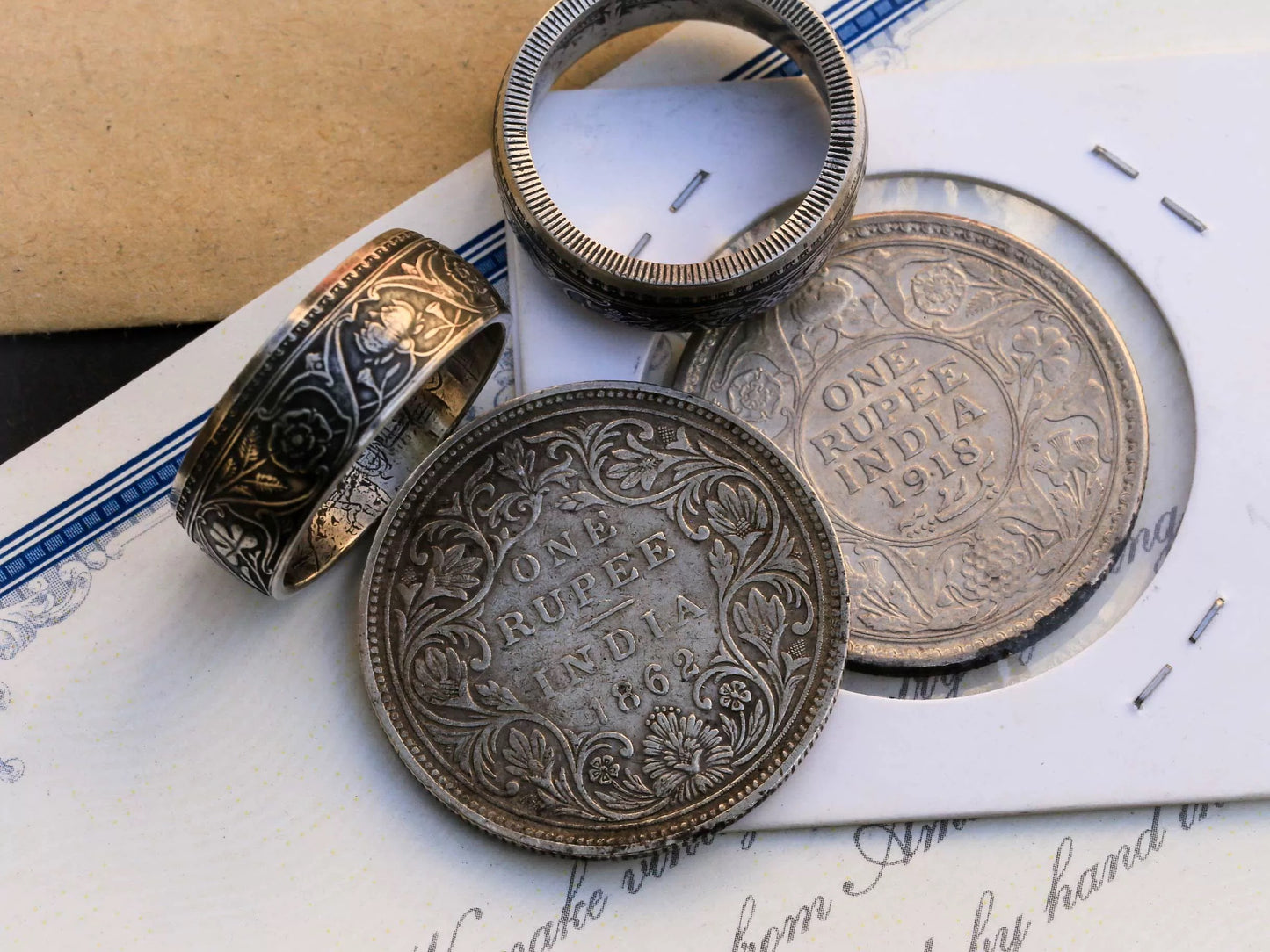 Indian Floral Queen Edition Silver Coin Ring – Adjustable Open Design | One Size Fits Most