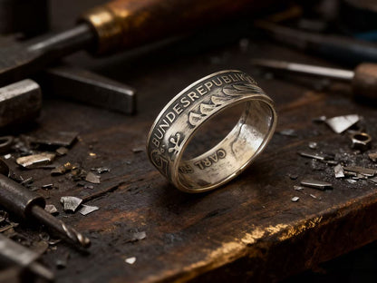 1979 German 5 Mark Silver Coin Ring – Adjustable Open Design | One Size Fits Most