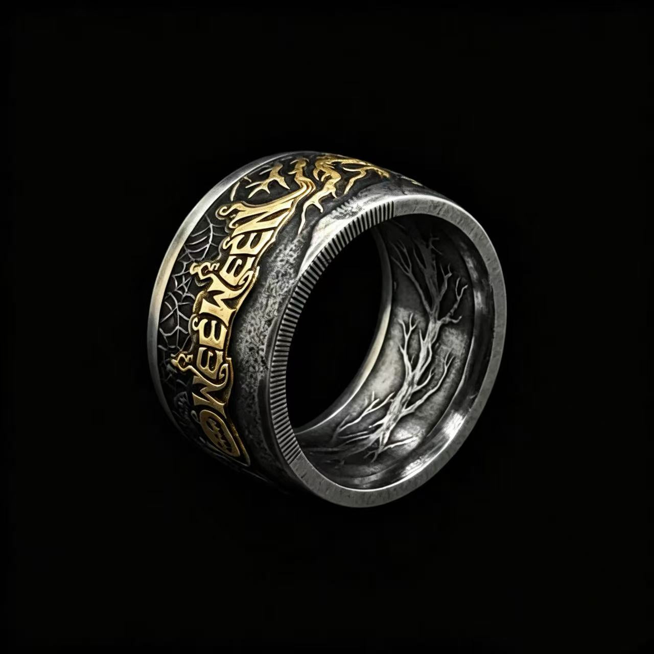 Halloween Pumpkin Silver Coin Ring – Hand-Forged Adjustable Band