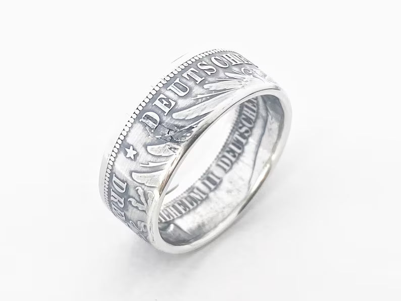 Drei Mark Coin Ring - German Empire Silver 3 Marks - Deutschland - Deutsches Reich - Prussia