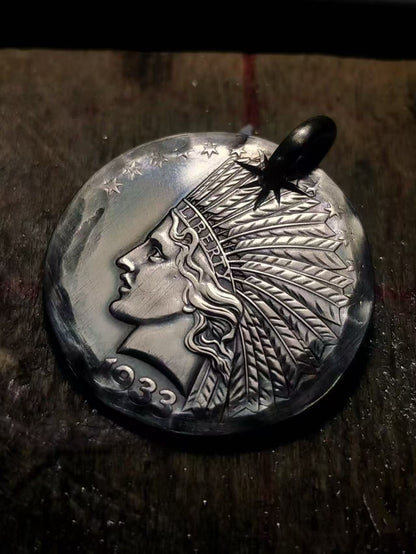 Statue of Liberty Indian Head Ten Dollar Necklace (Chain included)